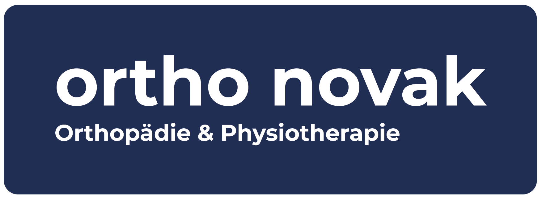 Logo von Ortho Novak, spezialisiert auf Orthopädie und Physiotherapie, vor blauem Hintergrund.